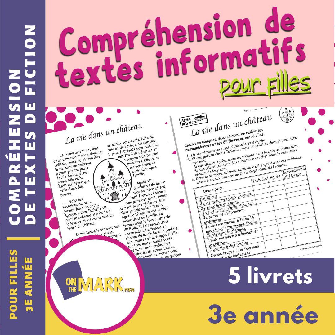 Compréhension de textes informatifs pour filles 3e année