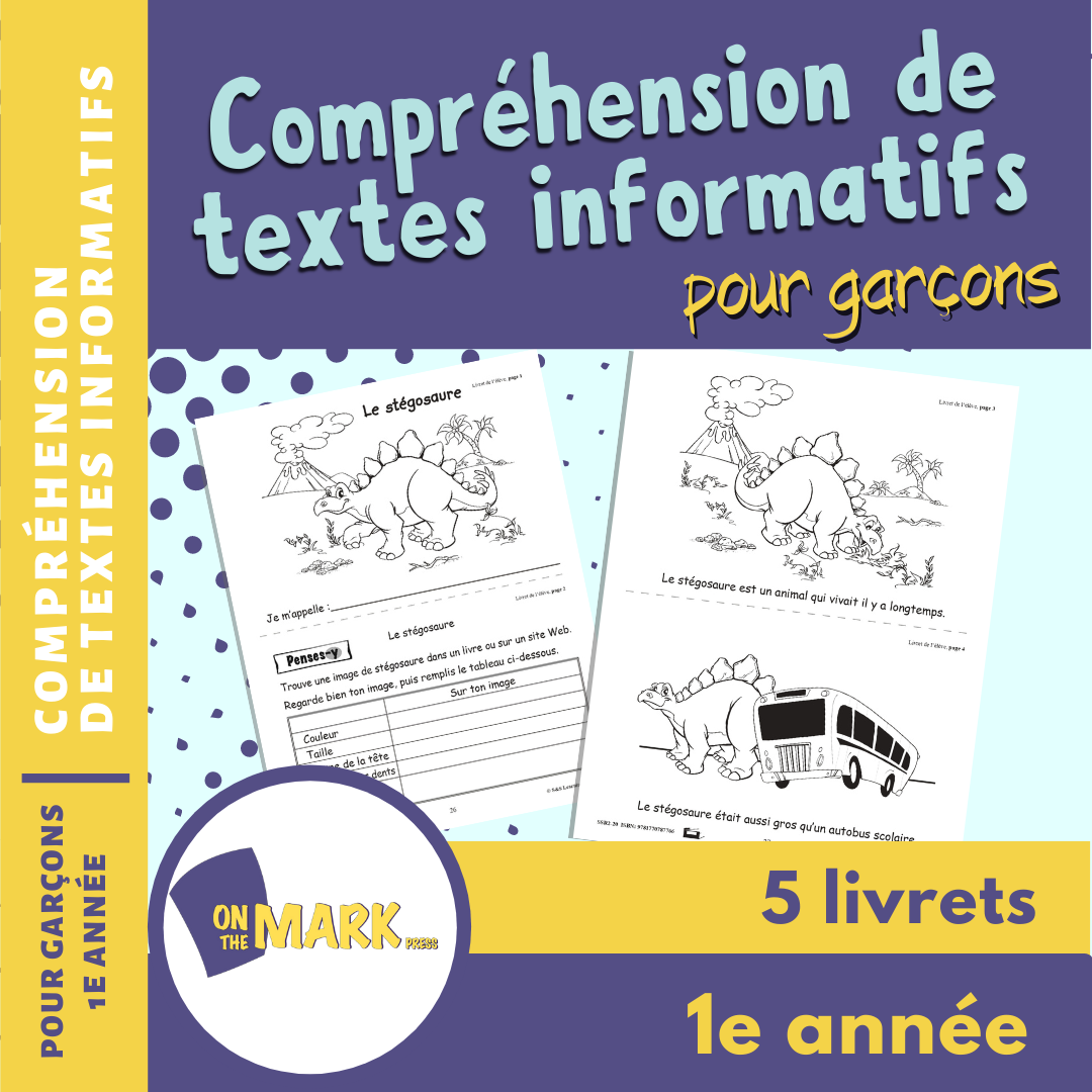 Compréhension de textes informatifs pour garçons 1e année