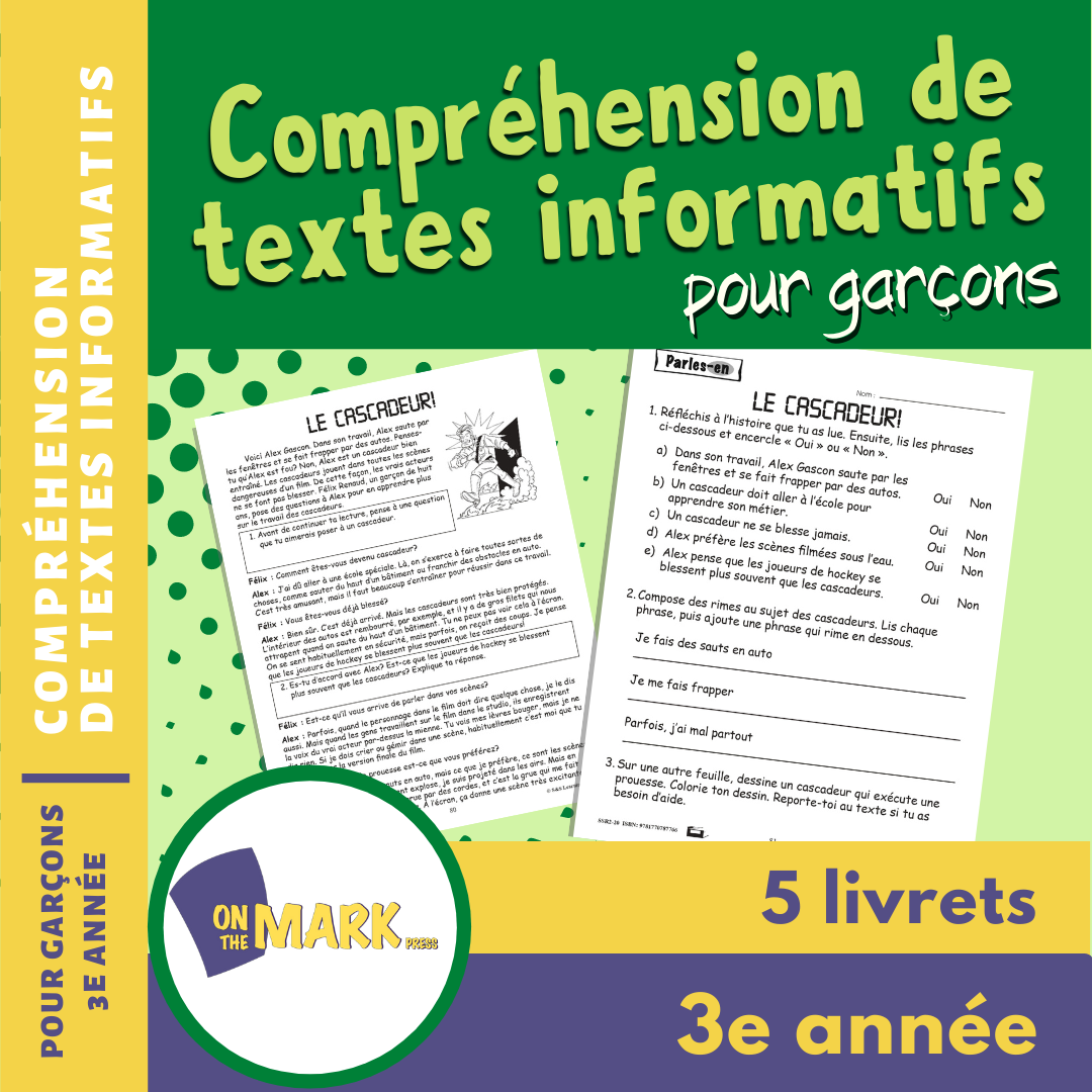 Compréhension de textes informatifs pour garçons 3e année