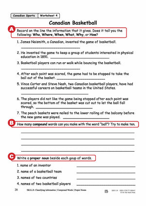 Canadian Basketball Reading Lesson Grades 3-4