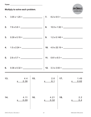 Drill & Practice: Decimals Grades 4-6