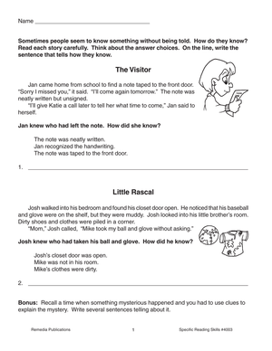 Specific Skills Series: Making Inferences Gr. 4-12, R.L. 3-4