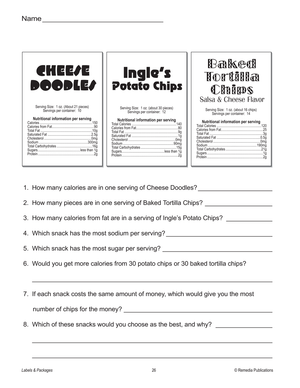 Practical Practice Reading: Labels & Packages Gr. 4-12, R.3-4
