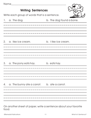 First Steps in Writing: What Is A Sentence? Gr. 1-2