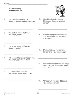 Multiplication Word Problems Gr. 3-6