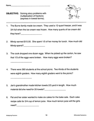 Multiplying Fractions Gr. 3-6