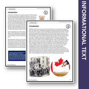 Introduction To Canadian Elections - Google Slides & Printables! Interest Level Gr. 4-8, Reading Level Gr. 7-8