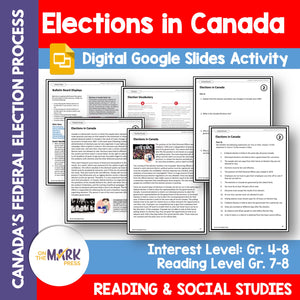 Elections in Canada - Google Slides & Printables! Interest Level Gr. 4-8, Reading Level Gr. 7-8
