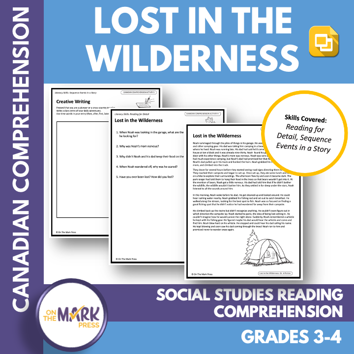 Lost in the Wilderness - A Social Studies Reading Comprehension Google Slides & Printables Gr. 3-4