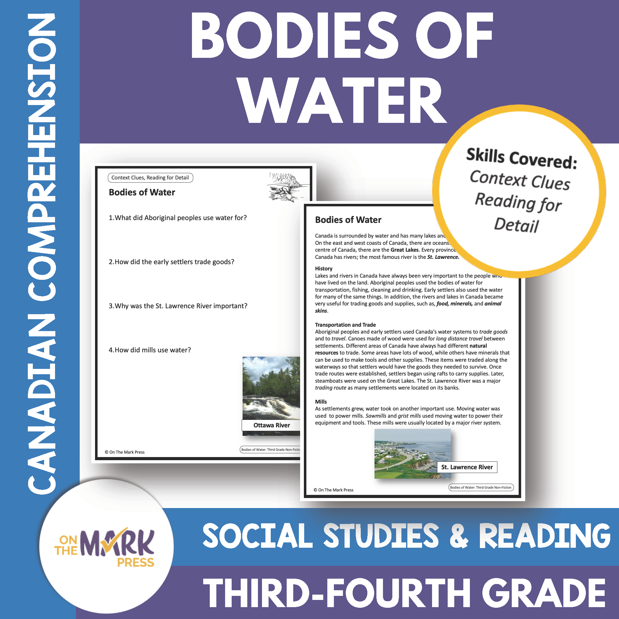 Bodies of Water - A Social Studies Reading Google Slides & Printables Gr. 3-4