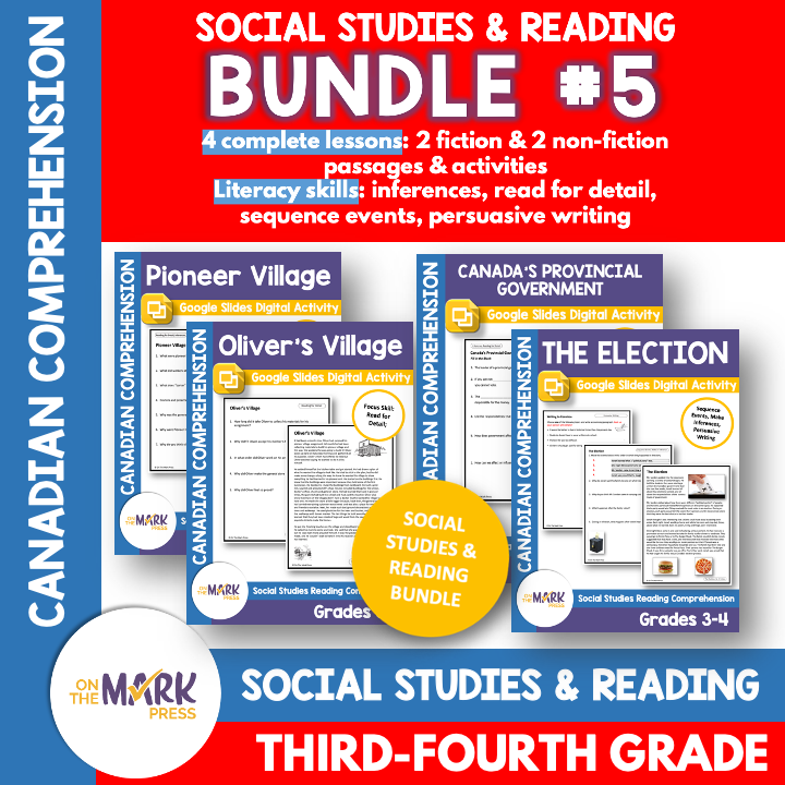 Pioneer Villages, Provincial Government & Elections. Reading Google Bundle Gr. 3-4