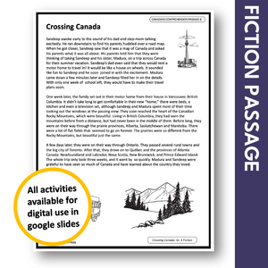 Crossing Canada: A Social Studies Reading Lesson Gr. 3-4 Google Slides/Printables