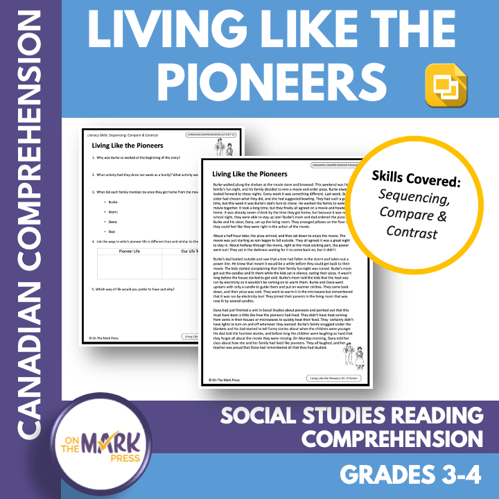 Living Like Pioneers: A CDN Social Studies Reading Lesson Gr. 3-4 Google Slides