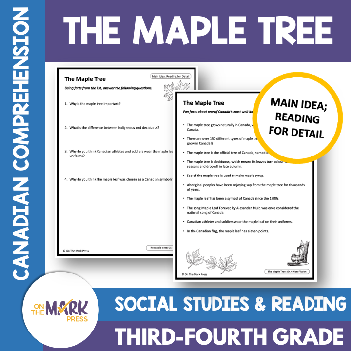 The Maple Tree:  A CDN Social Studies Reading Lesson Grades 3-4 Google Slides