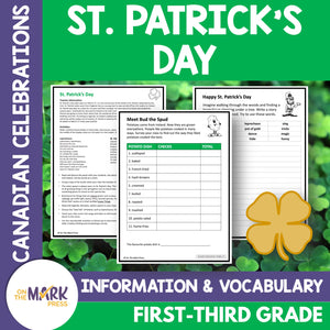 St. Patrick's Day Grades 1-3 Teacher Directed Google Slides & Printables
