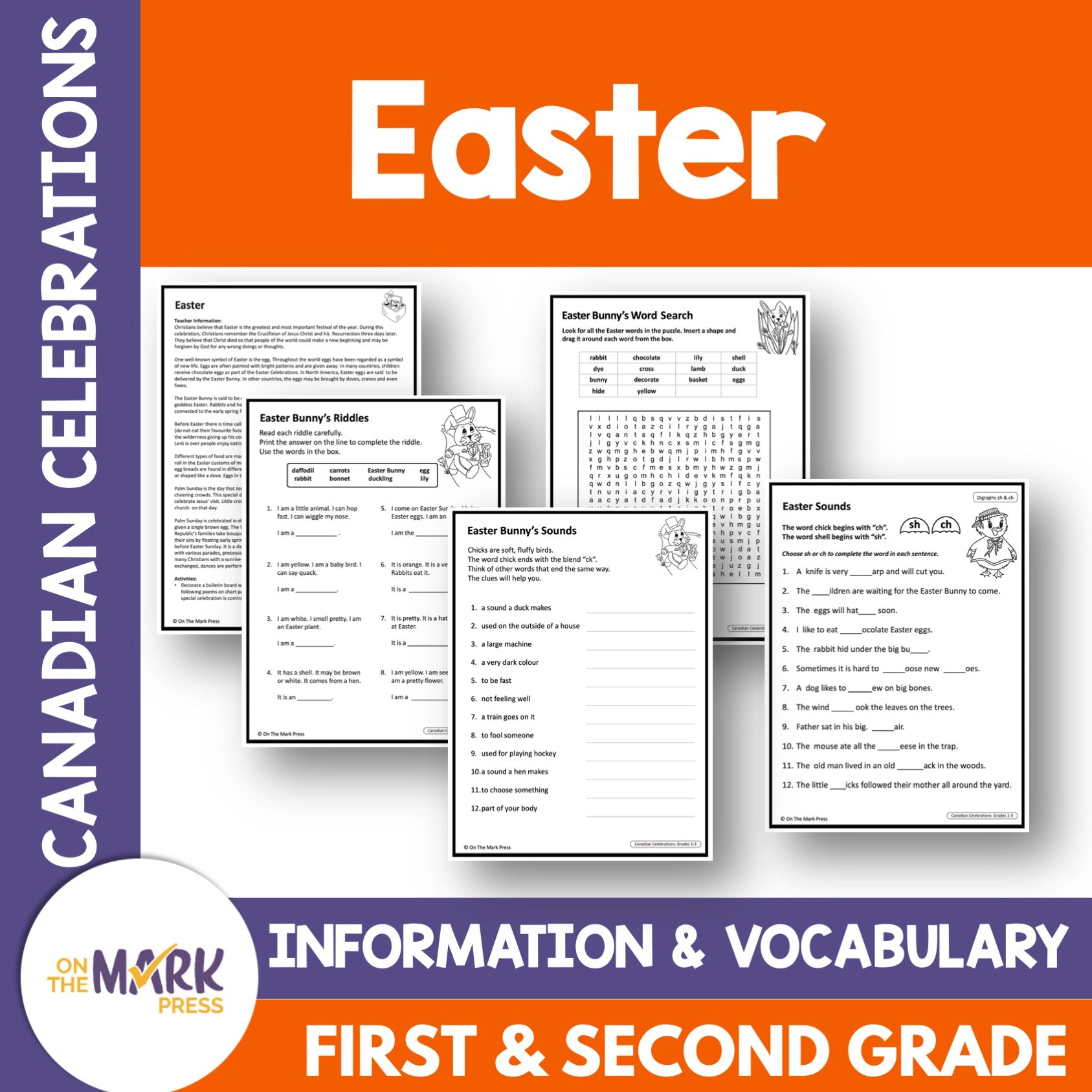 Easter, Grades 1-3 Teacher Directed Lesson & Google Slides & Printables