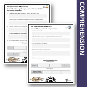 The Government of New France Grade 7 Google Slides Lesson & Printables