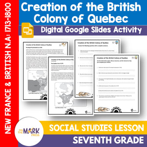Creation of the British Colony of Quebec Grade 7 Google Slides Lesson & Printables