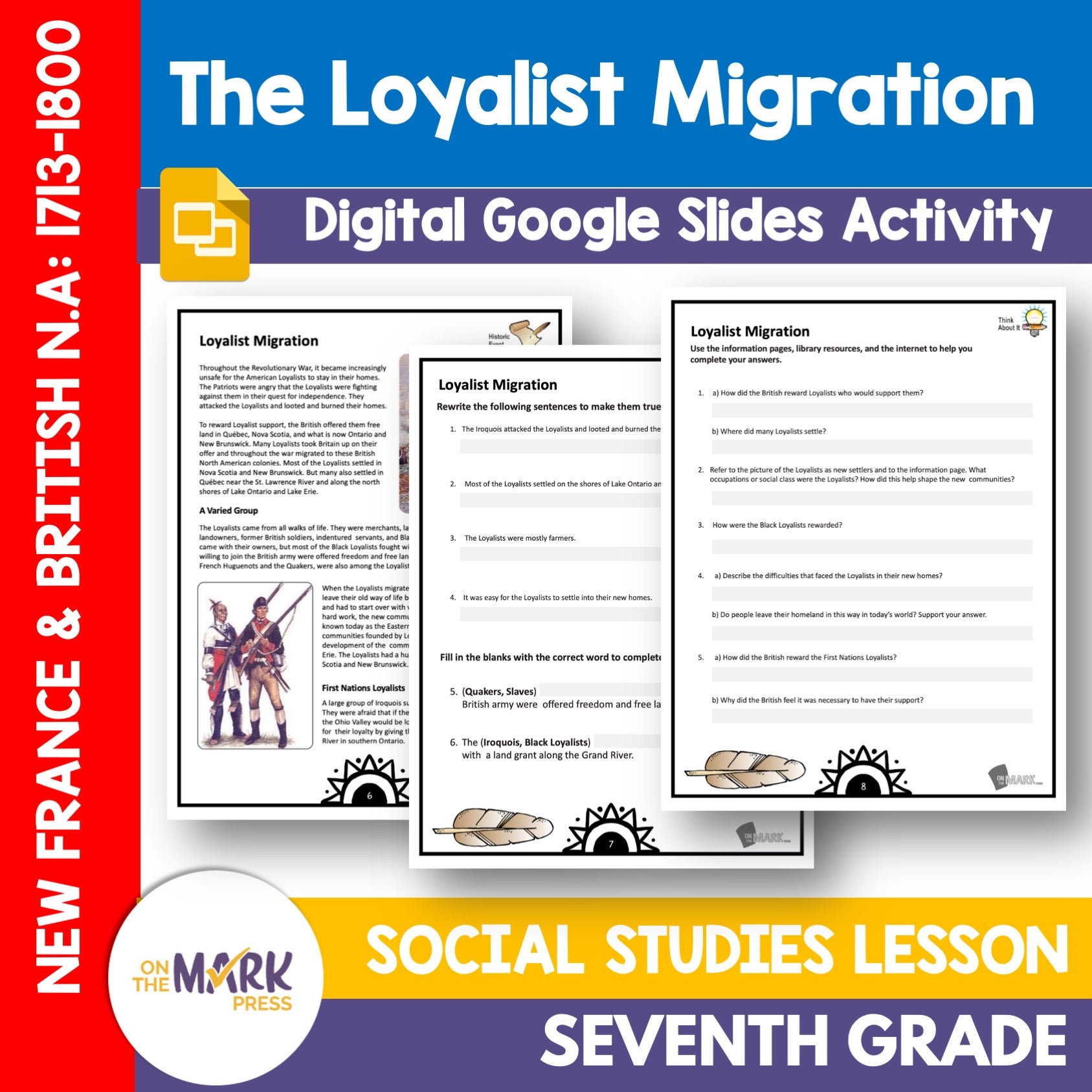 The Loyalist Migration Grade 7 Google Slides Lesson & Printables