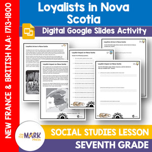 Loyalists Arrive in Nova Scotia Grade 7 Google Slides Lesson & Printables