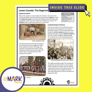 Lower Canada: The Beginning of Unrest Grade 7 Google Slides Lesson & Printables