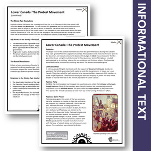 Lower Canada: The Protest Movement Grade 7 Google Slides Lesson & Printables