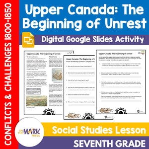 Upper Canada: The Beginning of Unrest Grade 7 Google Slides Lesson & Printables