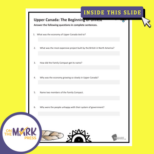 Upper Canada: The Beginning of Unrest Grade 7 Google Slides Lesson & Printables