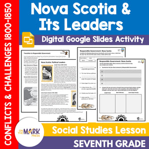 Nova Scotia & It's Political Leaders from 1800-1850 Grade 7 Google Slides Lesson & Printables