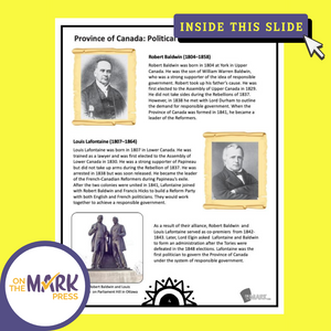 The Province of Canada & It's Political Leaders from 1800-1850 Grade 7 Google Slides Lesson & Printables