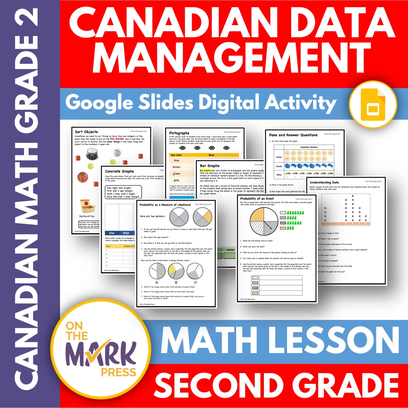 Canadian Data Management Grade 2 Google Slides & Printables