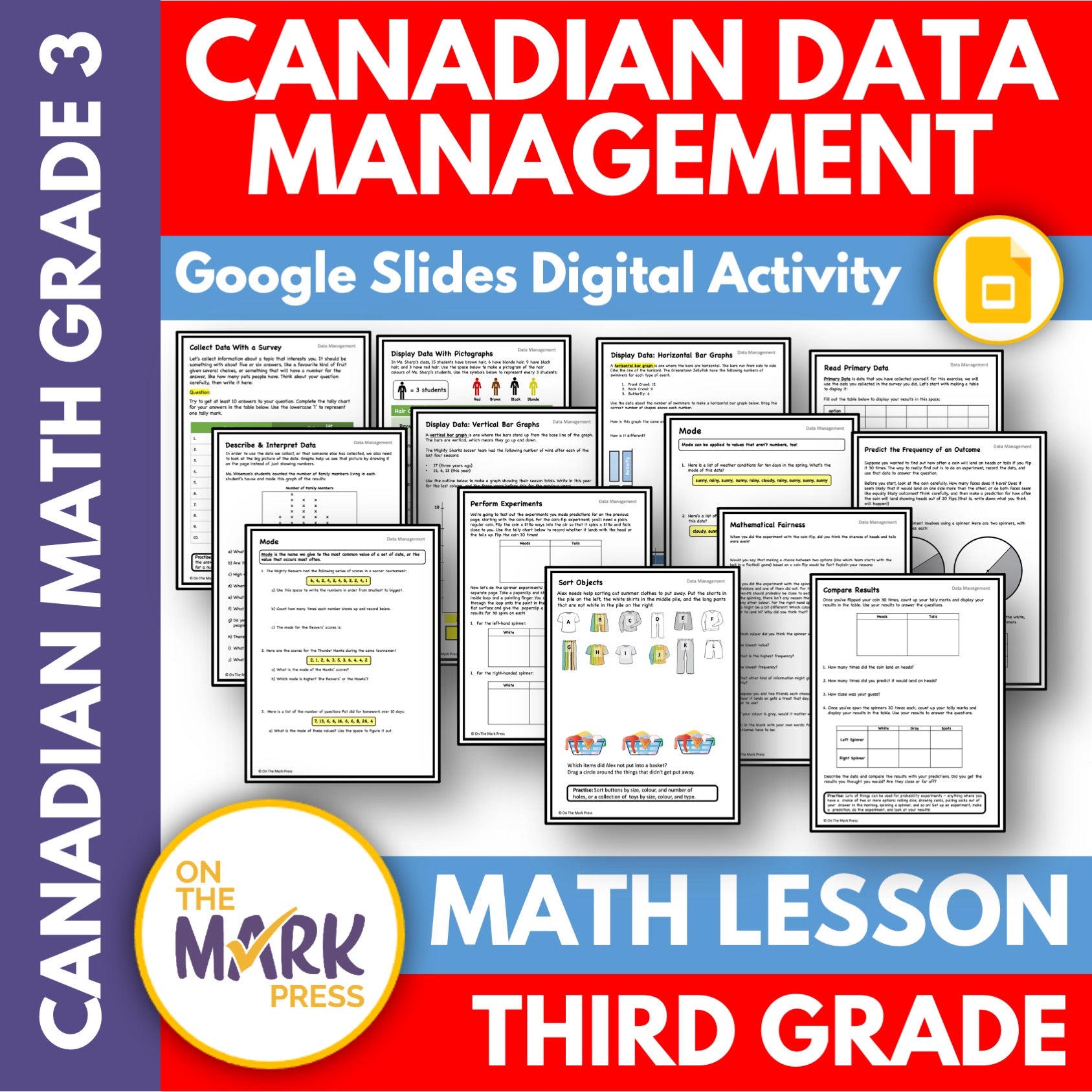 Canadian Data Management Grade 3 Google Slides & Printables