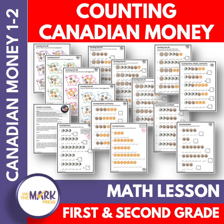Counting Canadian Money - Coins Grades 1-2 Google Slides & Printables
