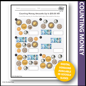 Counting Canadian Money Amounts Up to $10.00 Grade 3 Google Slides & Printables