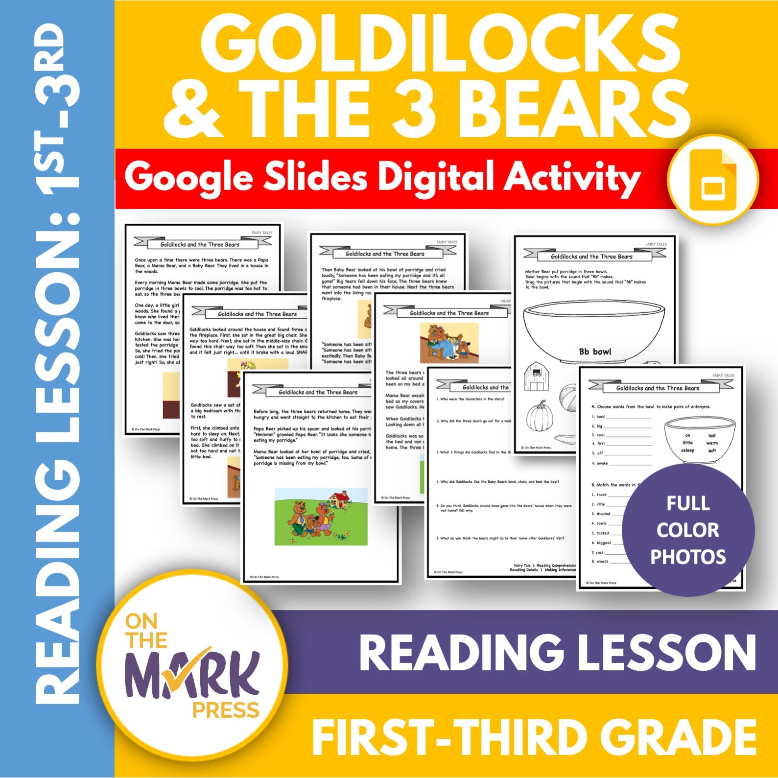Goldilocks and the Three Bears Gr. 1-3 Google Slides & Printables
