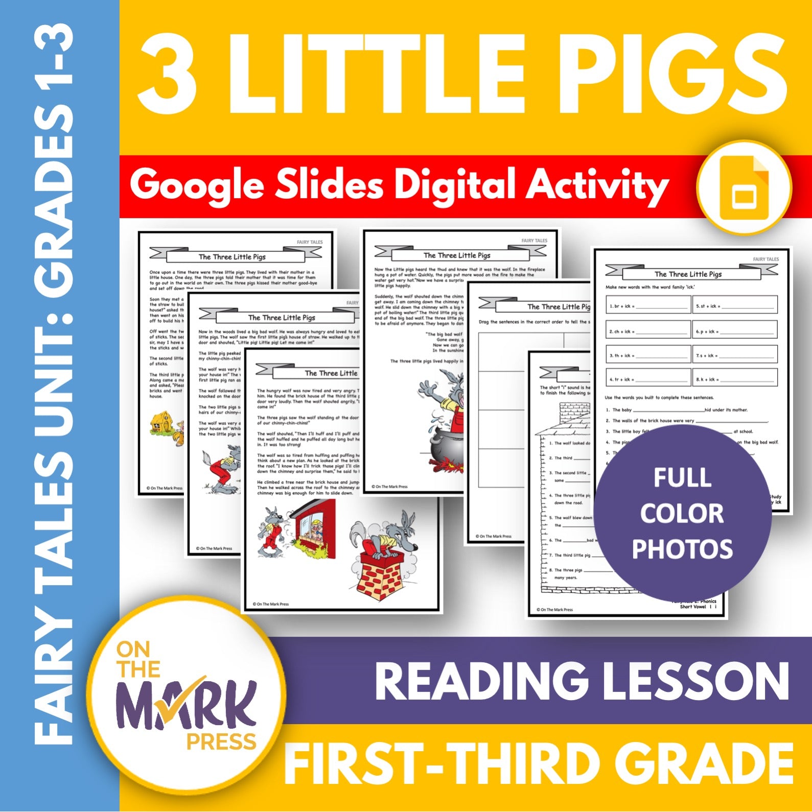 The Three Little Pigs Gr. 1-3 Google Slides & Printables