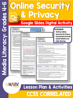 Online Security & Privacy, Gr. 4-6 Google Slides & Printables - Distance Learning