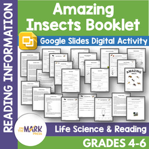 Amazing Insects Student Booklet Grades 4-6 - Google Slides & Printables!