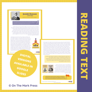 Josiah Henson: Hero of Uncle Tom's Cabin Google Slide & Printables Reading Lesson Grades 4-5