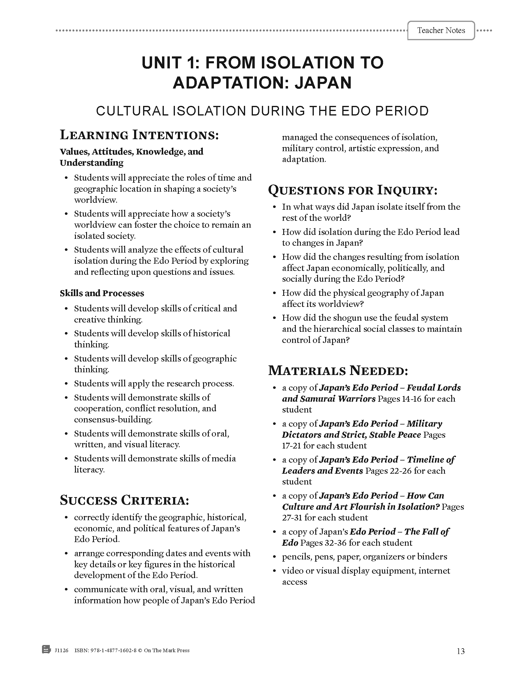 Alberta Grade 8 Social Studies: Historical Worldviews Examined