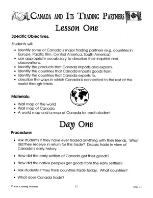 Canada and It's Trading Partners Grades 6-8