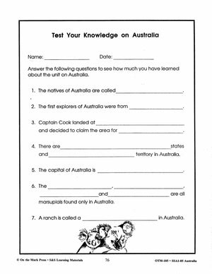 Australia "The Land Down Under" Grades 5-8