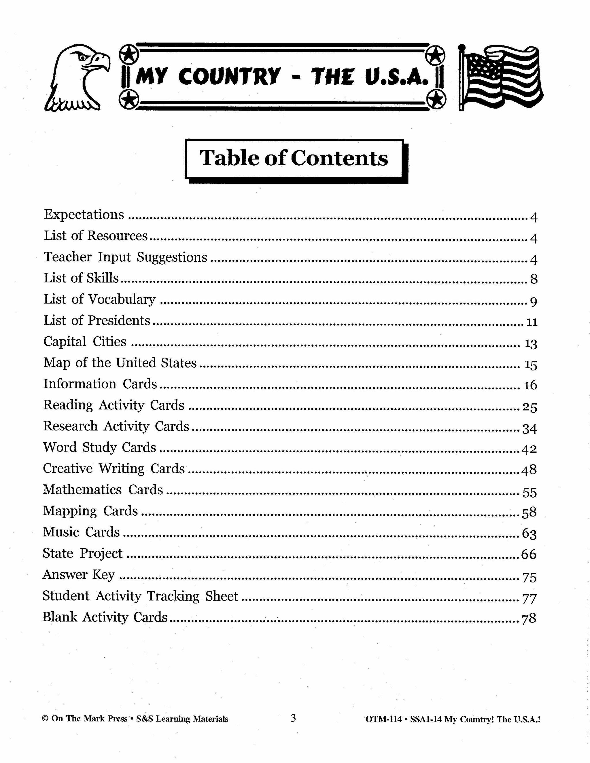 My Country, the USA! Grades 2-4