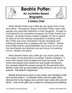 Reading with Beatrix Potter Author Study - A Biography Grades 2-4