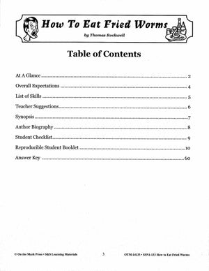 How to Eat Fried Worms, by Thomas Rockwell Lit Link Grades 4-6