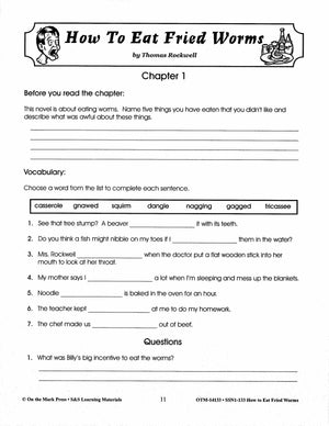How to Eat Fried Worms, by Thomas Rockwell Lit Link Grades 4-6