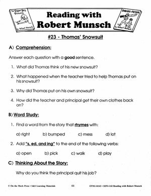 Reading with Robert Munsch Author Study Grades 1-3