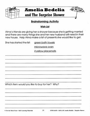Amelia Bedelia and the Surprise Shower: Novel Study/Lit Link Guide Gr. 1-3