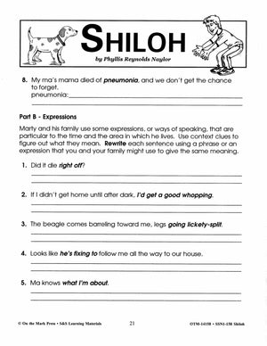 Shiloh, by Phyllis Reynolds Naylor Lit Link Grades 4-6