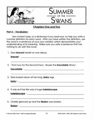 The Summer of the Swans, by Betsy Byars Lit Link Grades 4-6